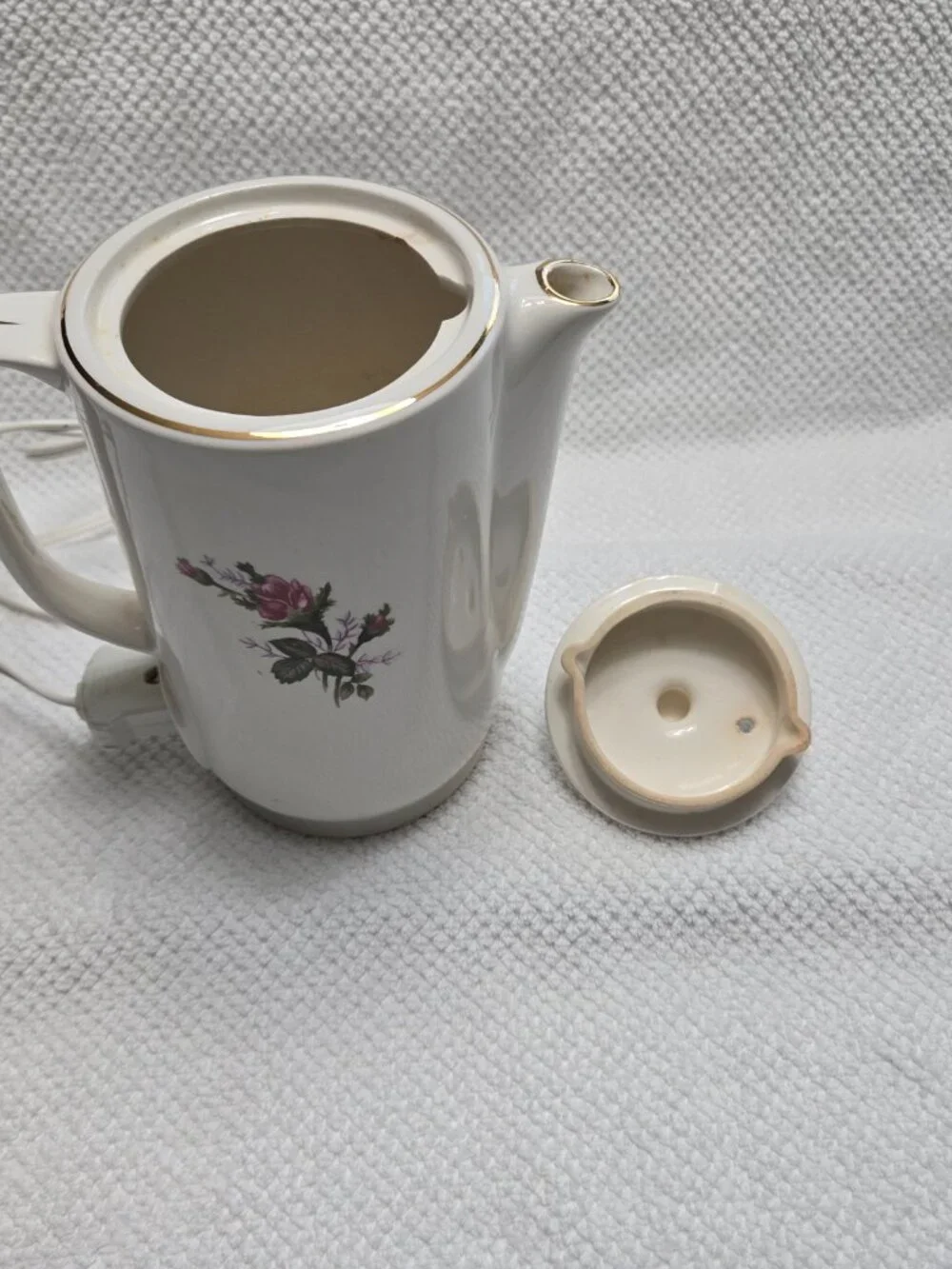 VINTAGE FLORAL ELECTRIC CERAMIC TEA POT - Picture 4 of 6